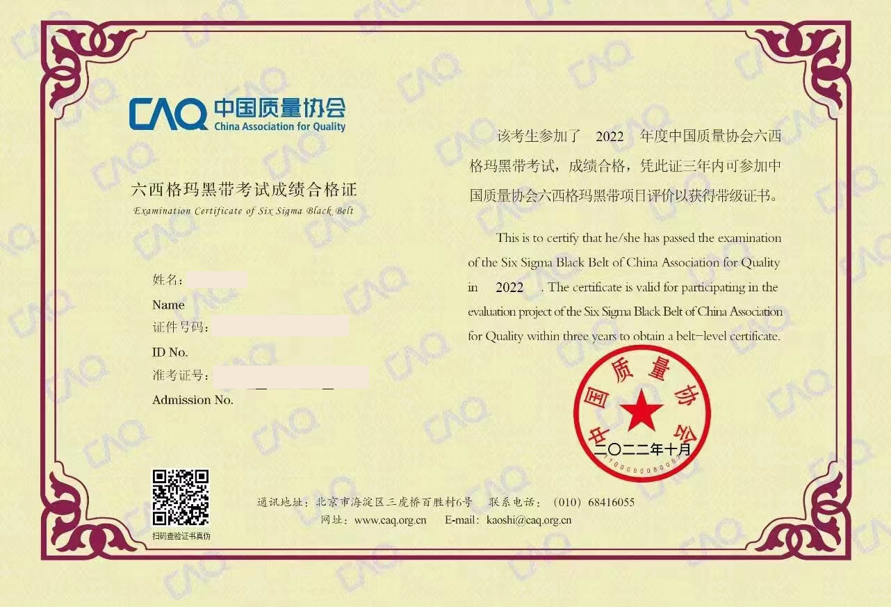 2025六西格玛证件模板呈现